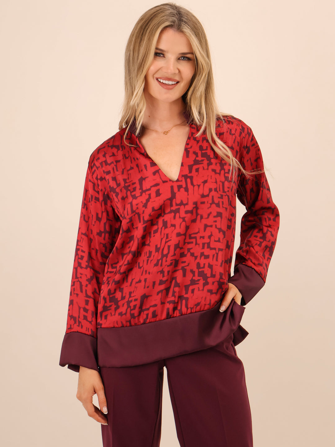 Kate & Pippa Barca Top In Red-Nicola Ross