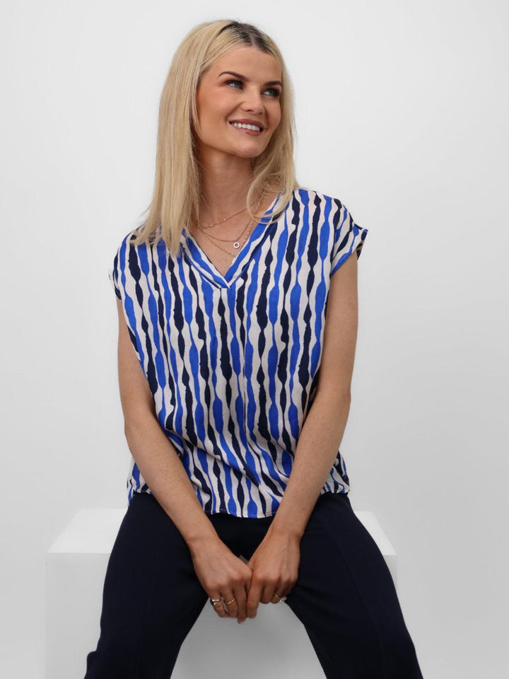 Kate & Pippa Becky Top In Navy-Nicola Ross