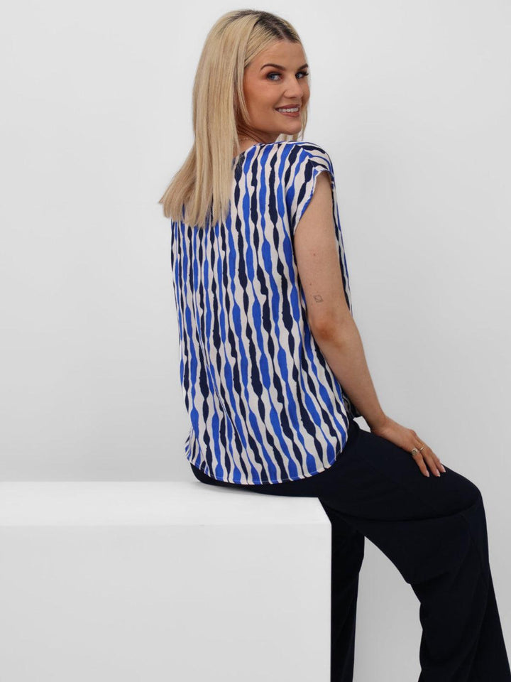 Kate & Pippa Becky Top In Navy-Nicola Ross