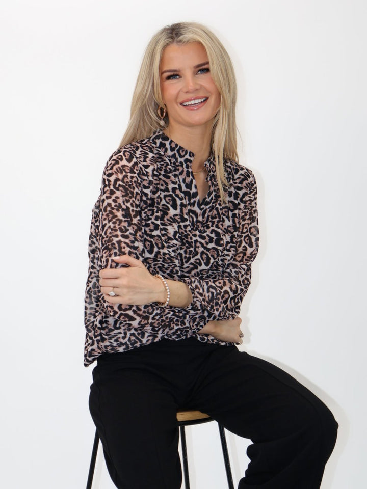 Kate & Pippa Bella Band Top In Beige Leo Print-Nicola Ross
