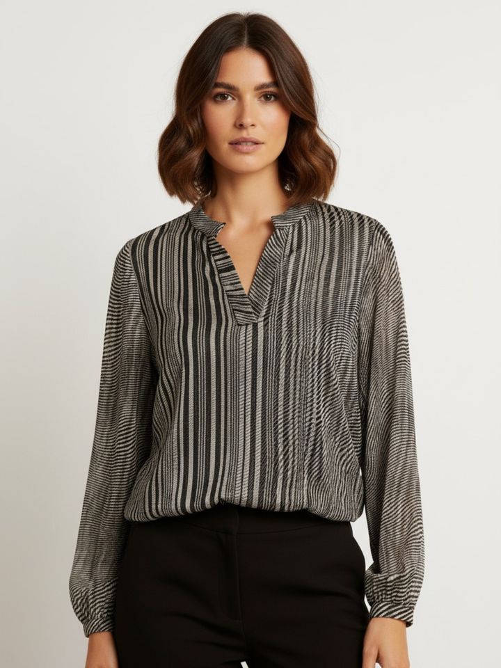 Kate & Pippa Bella Band Top In Beige Lurex Print-Nicola Ross