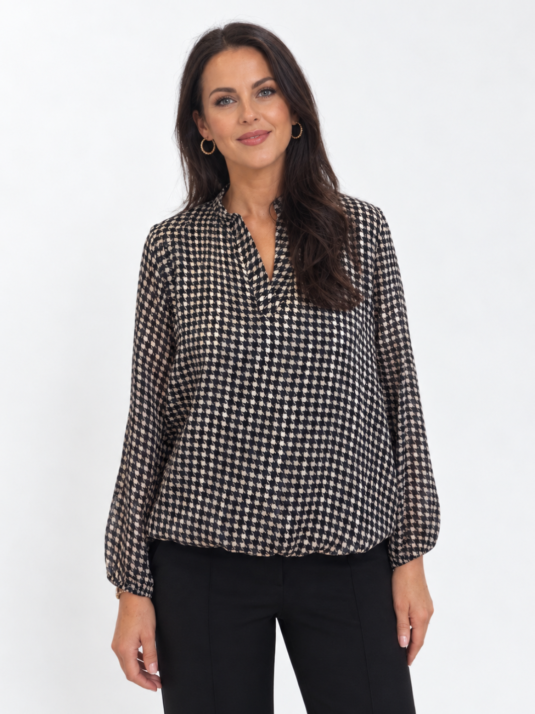 Kate & Pippa Bella Band Top In Beige Lurex Print-Nicola Ross