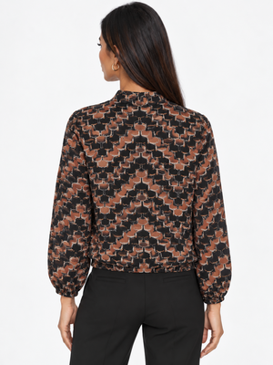 Kate & Pippa Bella Band Top In Black Geo Print-Nicola Ross