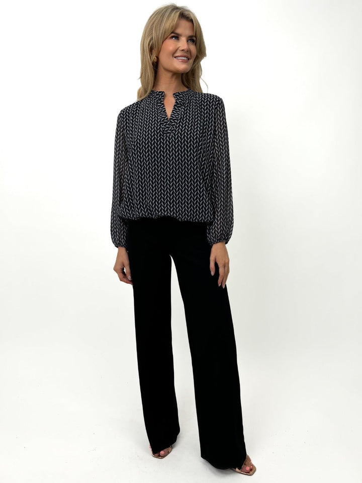 Kate & Pippa Bella Band Top In Black / Grey Print-Nicola Ross