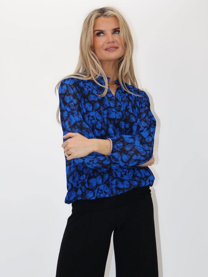 Kate & Pippa Bella Band Top In Blue Abstract Print-Nicola Ross