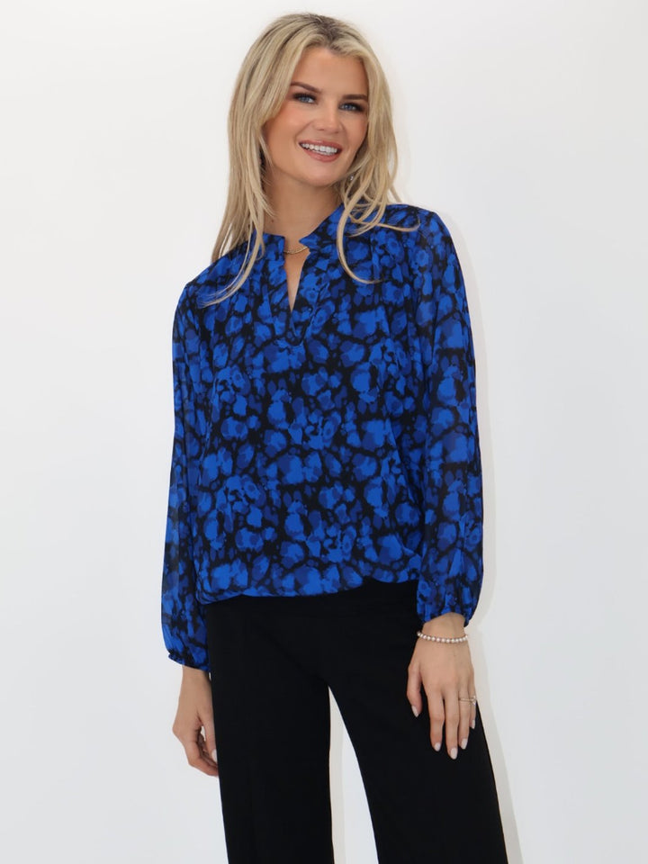 Kate & Pippa Bella Band Top In Blue Abstract Print-Nicola Ross