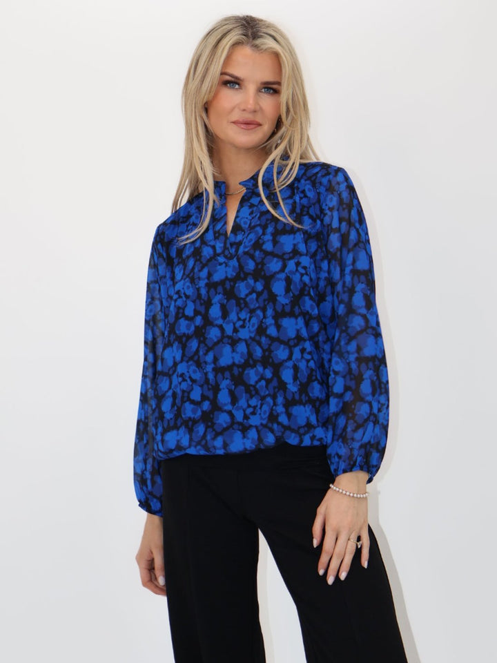 Kate & Pippa Bella Band Top In Blue Abstract Print-Nicola Ross