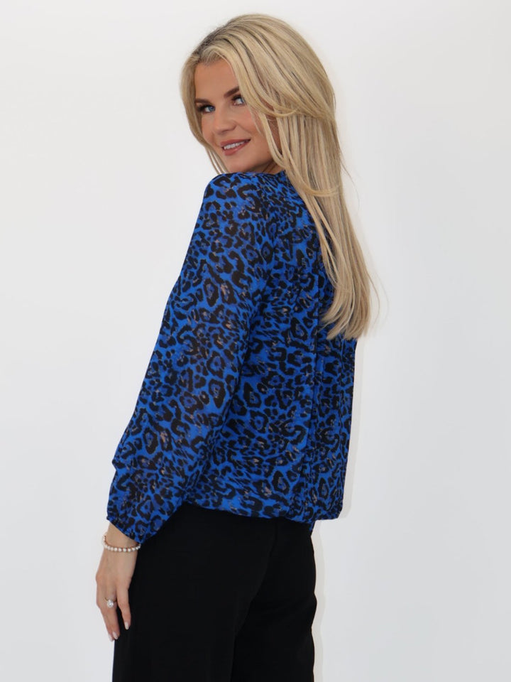 Kate & Pippa Bella Band Top In Blue Leo Print-Nicola Ross