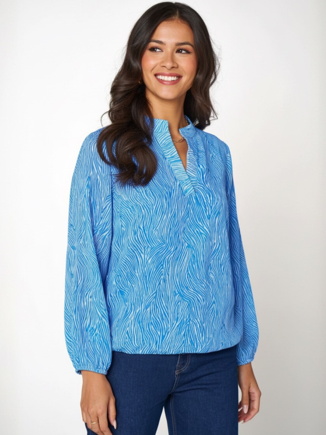 Kate & Pippa Bella Band Top In Blue Print-Nicola Ross