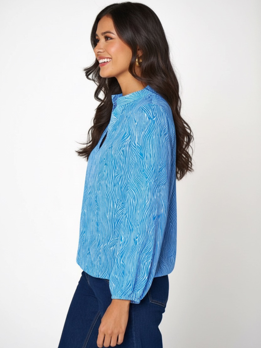 Kate & Pippa Bella Band Top In Blue Print-Nicola Ross