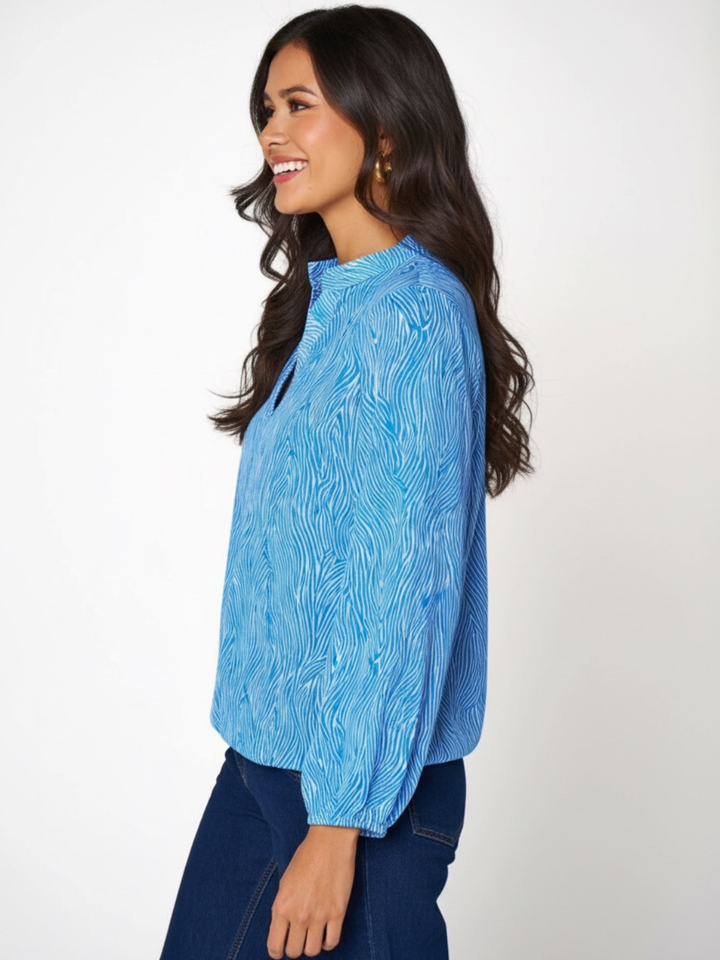 Kate & Pippa Bella Band Top In Blue Print-Nicola Ross