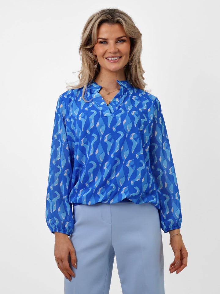 Kate & Pippa Bella Band Top In Blue Print-Nicola Ross