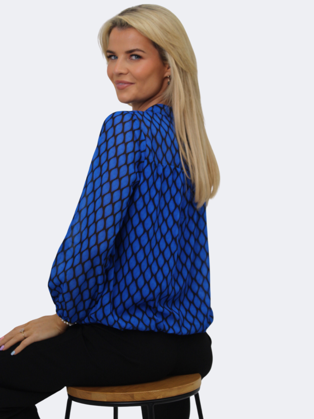 Kate & Pippa Bella Band Top In Blue Print-Nicola Ross