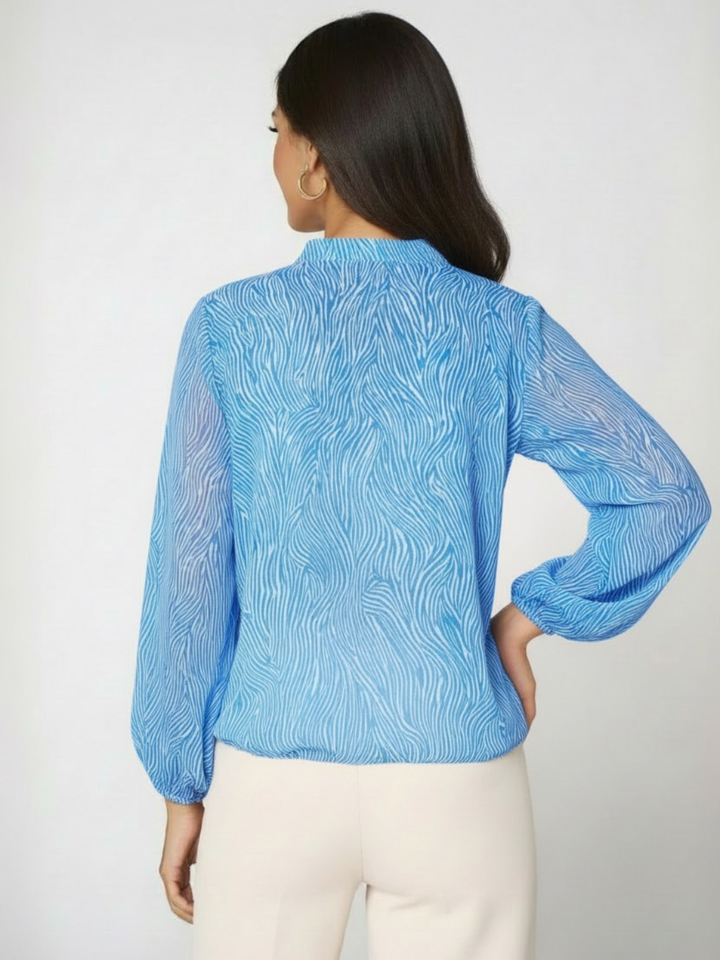 Kate & Pippa Bella Band Top In Blue Print-Nicola Ross