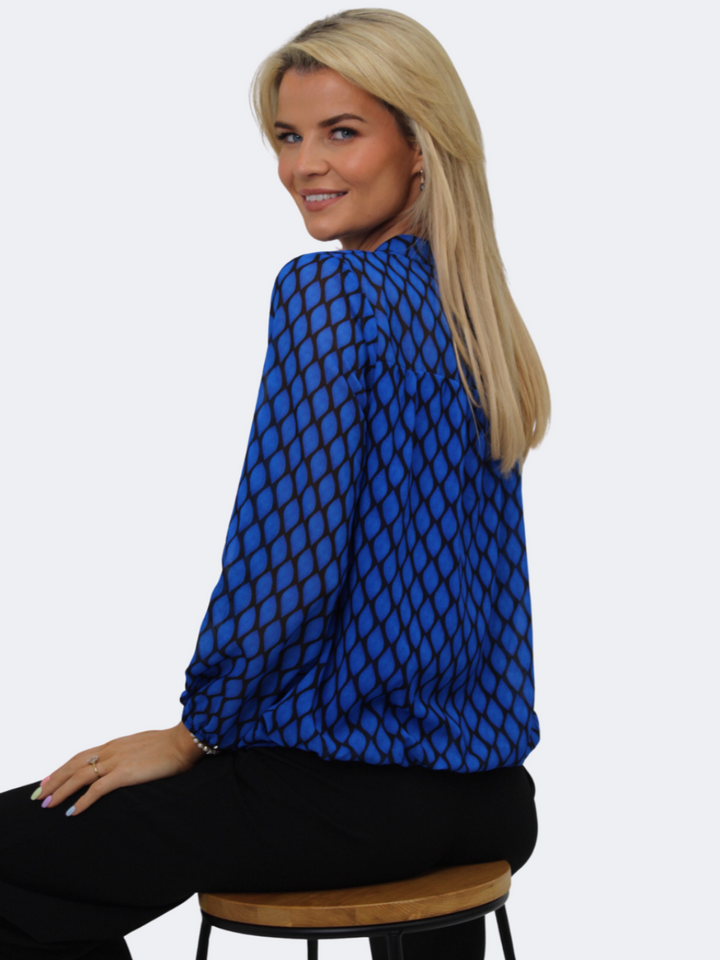 Kate & Pippa Bella Band Top In Blue Print-Nicola Ross