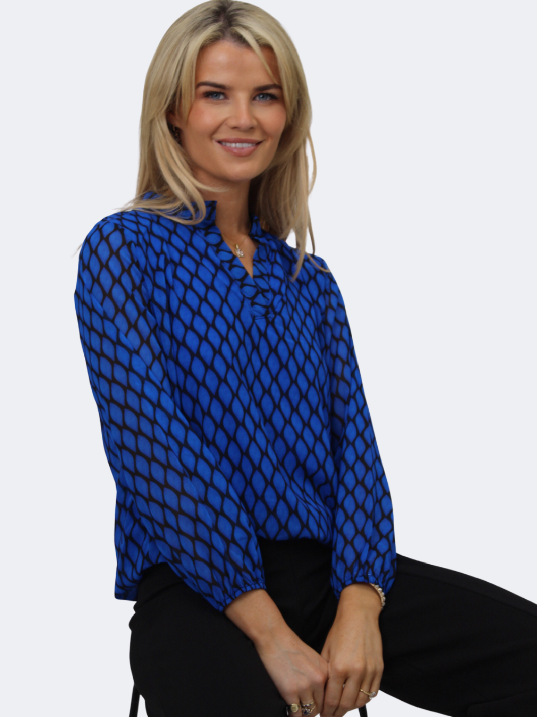 Kate & Pippa Bella Band Top In Blue Print-Nicola Ross