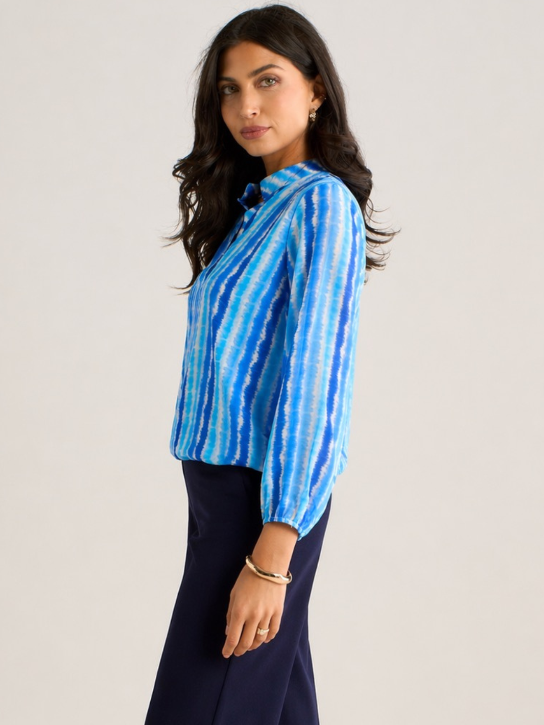 Kate & Pippa Bella Band Top In Blue Wave Print-Nicola Ross