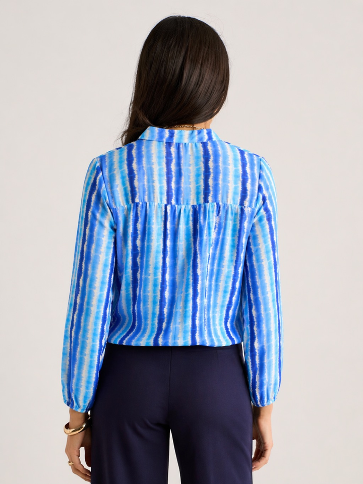 Kate & Pippa Bella Band Top In Blue Wave Print-Nicola Ross