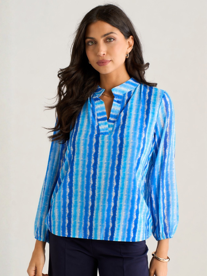 Kate & Pippa Bella Band Top In Blue Wave Print-Nicola Ross