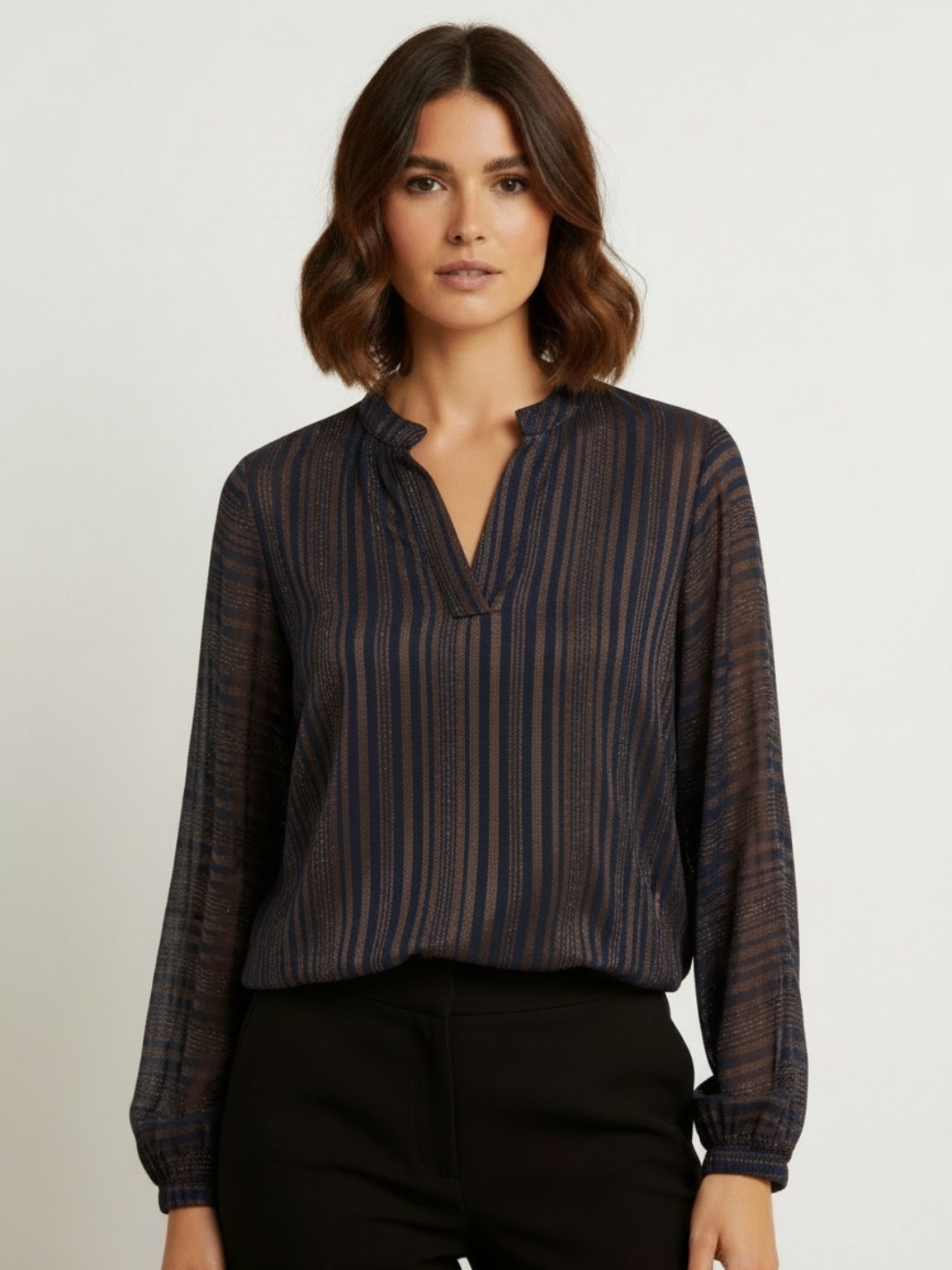 Kate & Pippa Bella Band Top In Brown Lurex Print-Nicola Ross
