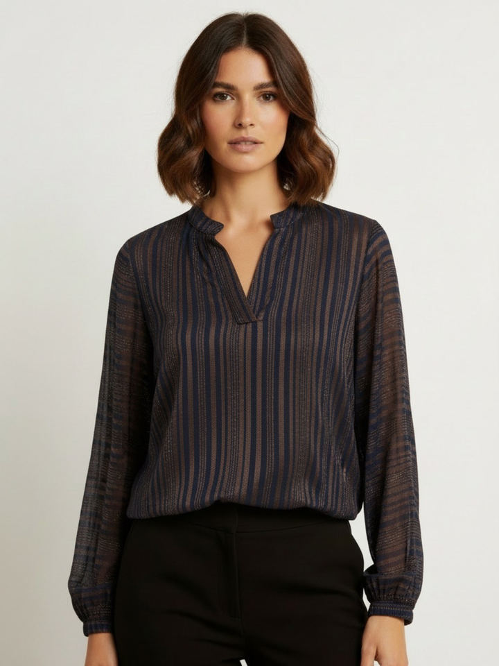 Kate & Pippa Bella Band Top In Brown Lurex Print-Nicola Ross