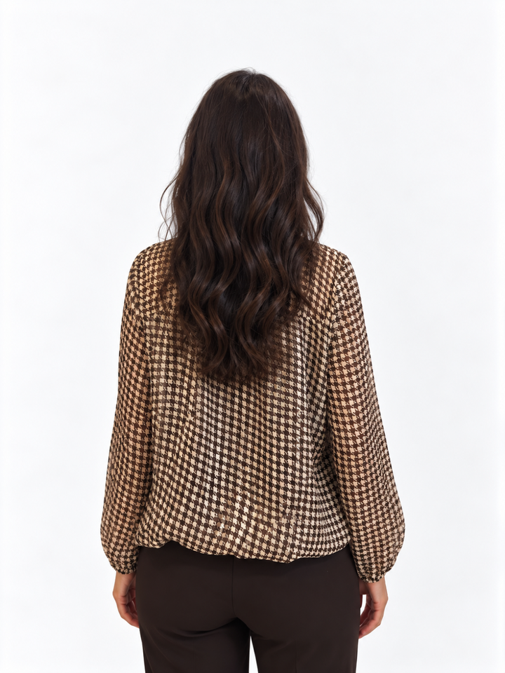 Kate & Pippa Bella Band Top In Brown Lurex Print-Nicola Ross