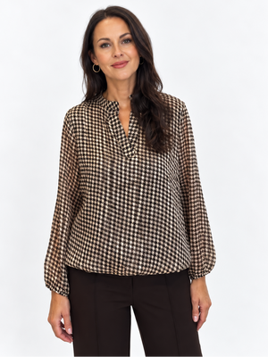 Kate & Pippa Bella Band Top In Brown Lurex Print-Nicola Ross