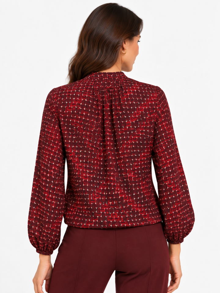 Kate & Pippa Bella Band Top In Burgundy Geo Print-Nicola Ross