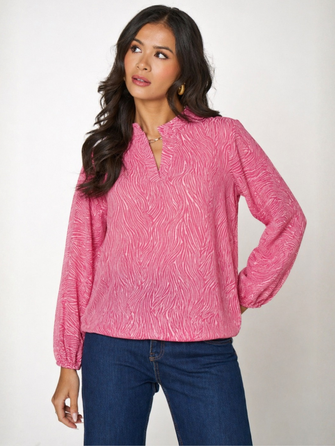 Kate & Pippa Bella Band Top In Cerise Pink Print-Nicola Ross