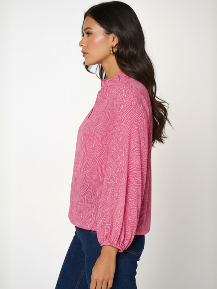 Kate & Pippa Bella Band Top In Cerise Pink Print-Nicola Ross