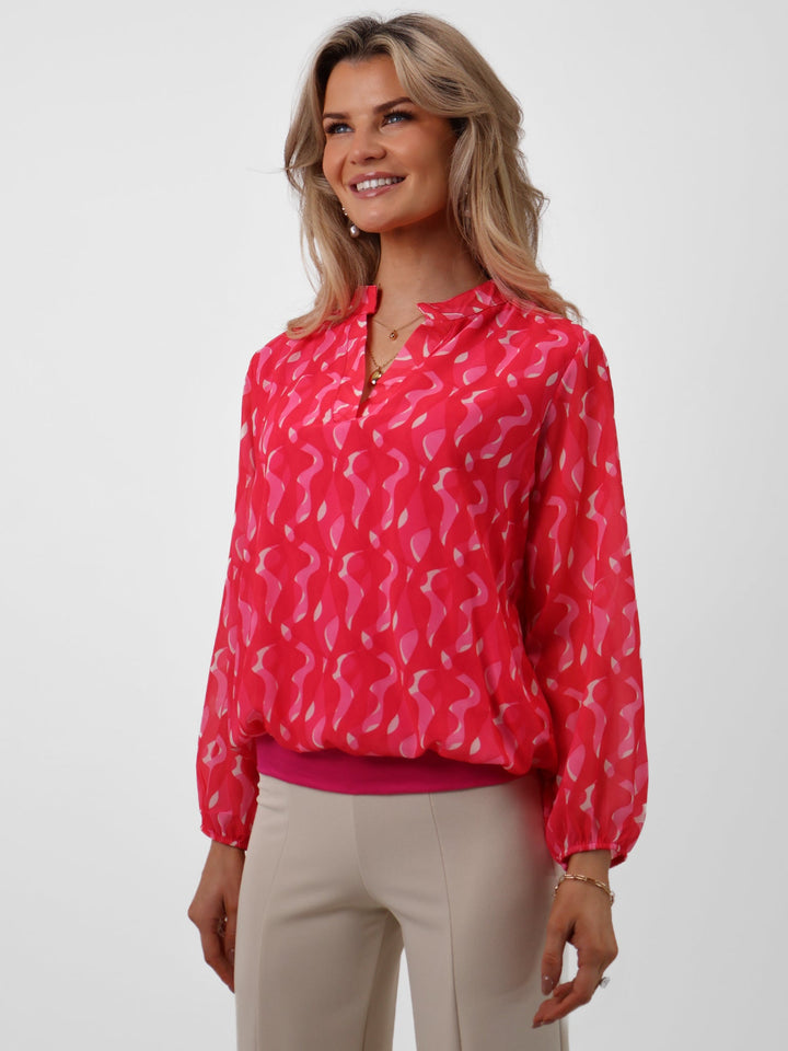 Kate & Pippa Bella Band Top In Cerise Pink Print-Nicola Ross