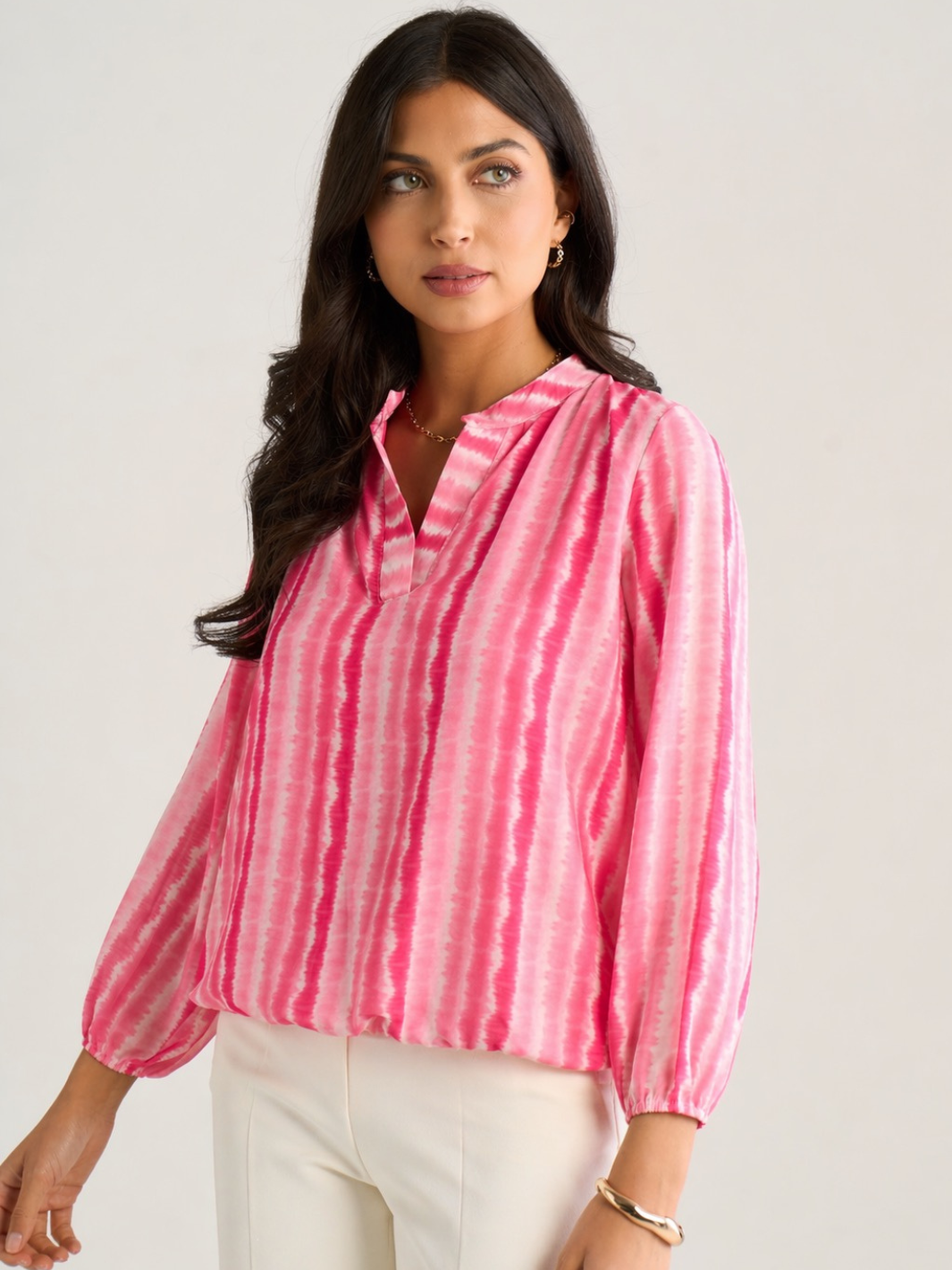 Kate & Pippa Bella Band Top In Cerise Wave Print-Nicola Ross