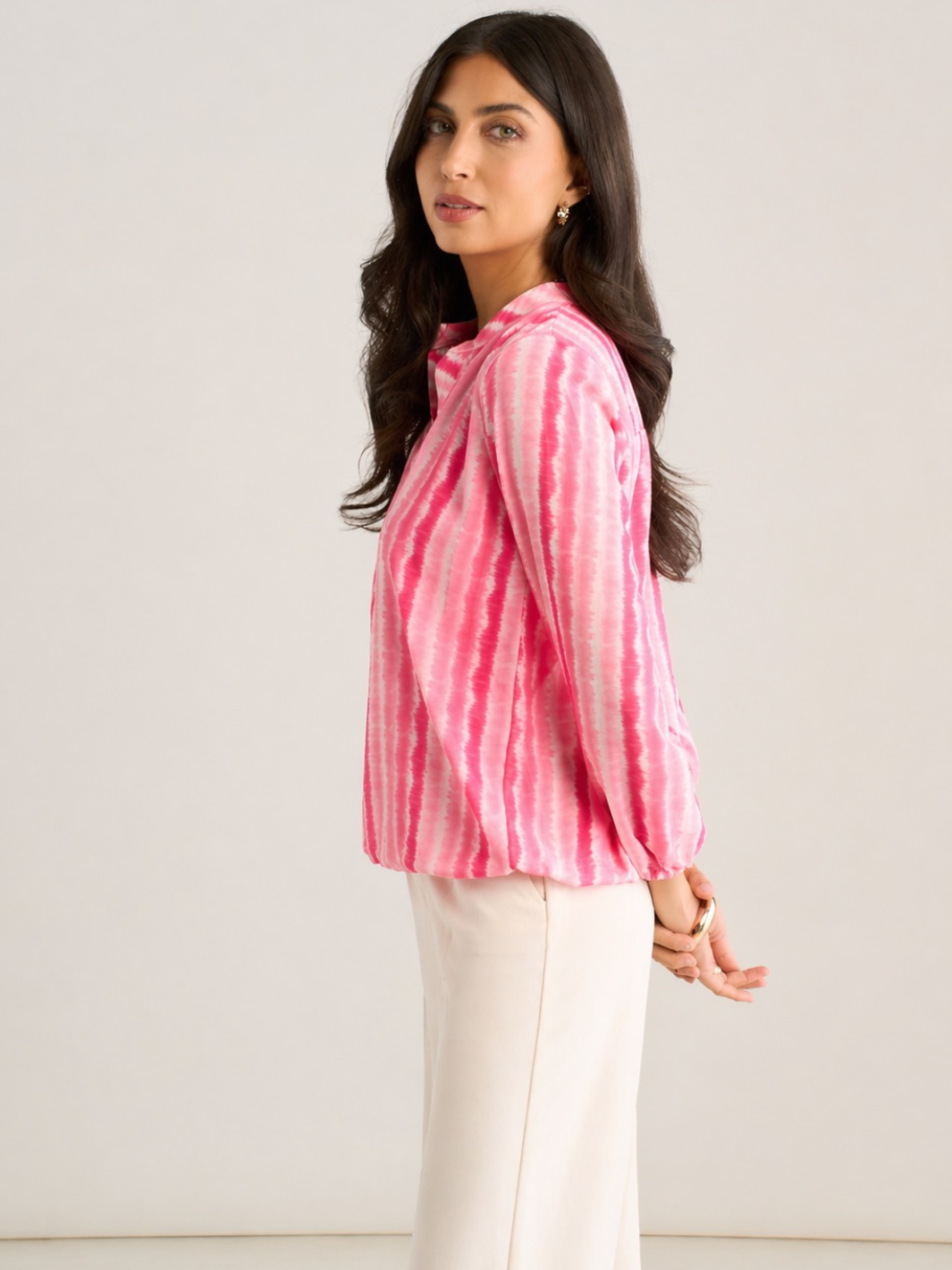 Kate & Pippa Bella Band Top In Cerise Wave Print-Nicola Ross