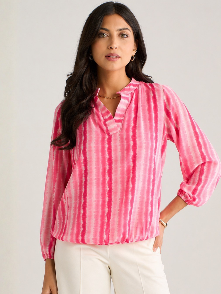 Kate & Pippa Bella Band Top In Cerise Wave Print-Nicola Ross
