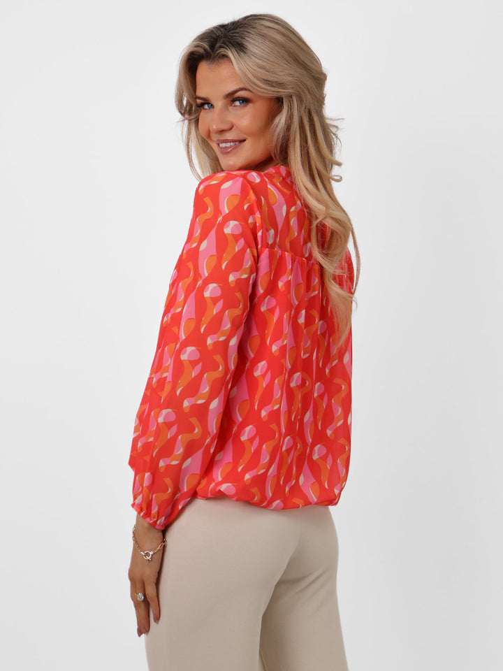 Kate & Pippa Bella Band Top In Coral Print-Nicola Ross