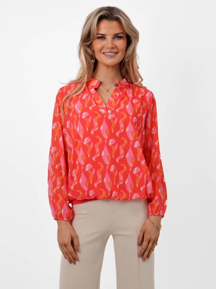 Kate & Pippa Bella Band Top In Coral Print-Nicola Ross