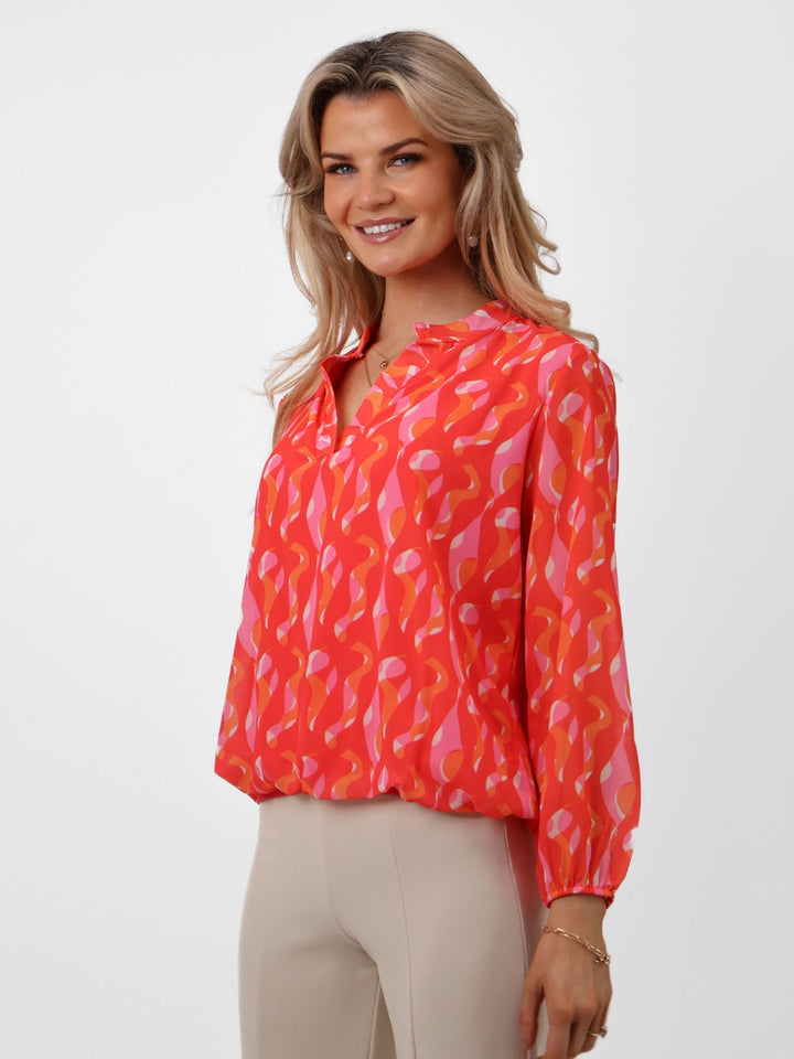Kate & Pippa Bella Band Top In Coral Print-Nicola Ross