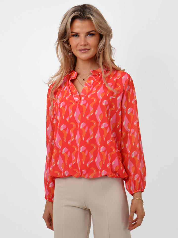 Kate & Pippa Bella Band Top In Coral Print-Nicola Ross
