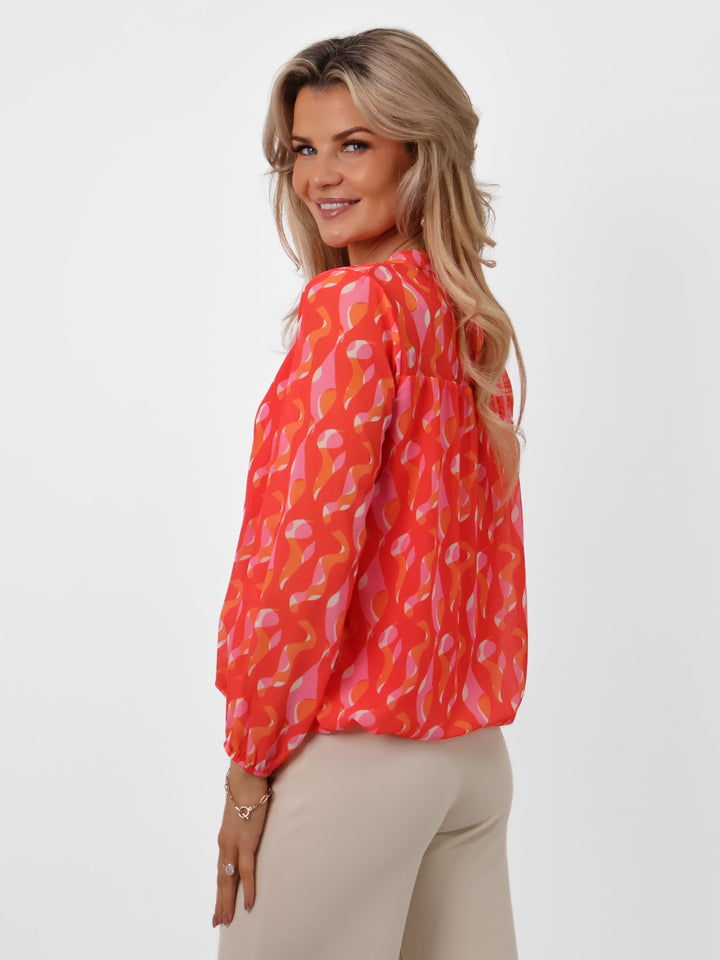 Kate & Pippa Bella Band Top In Coral Print-Nicola Ross