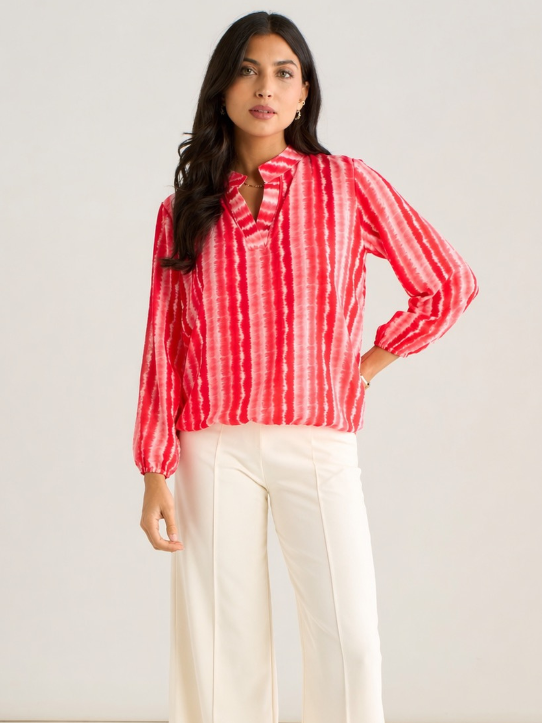 Kate & Pippa Bella Band Top In Coral Wave Print-Nicola Ross