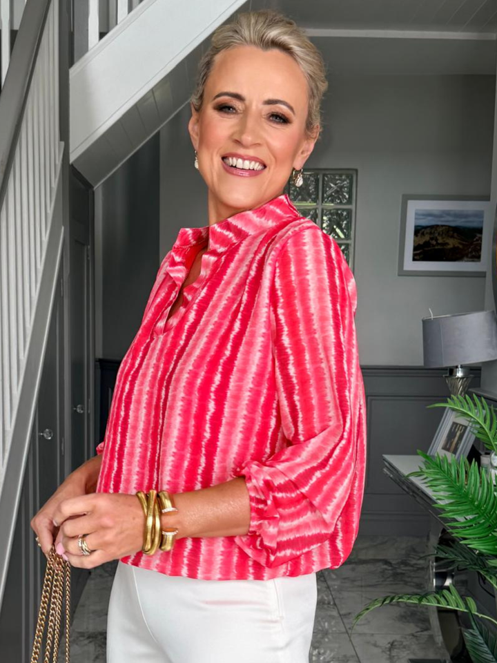 Kate & Pippa Bella Band Top In Coral Wave Print-Nicola Ross