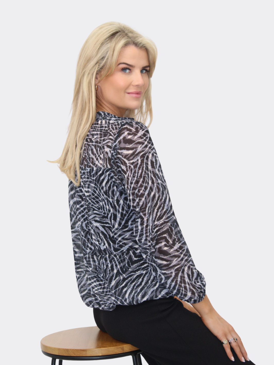 Kate & Pippa Bella Band Top In Grey Animal Print-Nicola Ross
