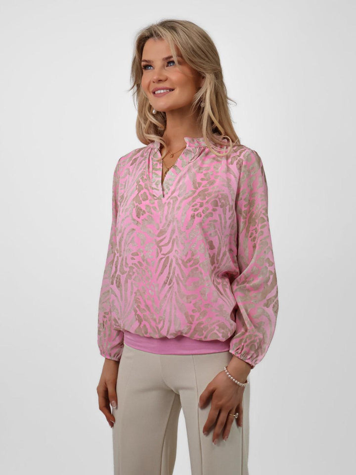 Kate & Pippa Bella Band Top In Large Light Pink Animal Print-Nicola Ross
