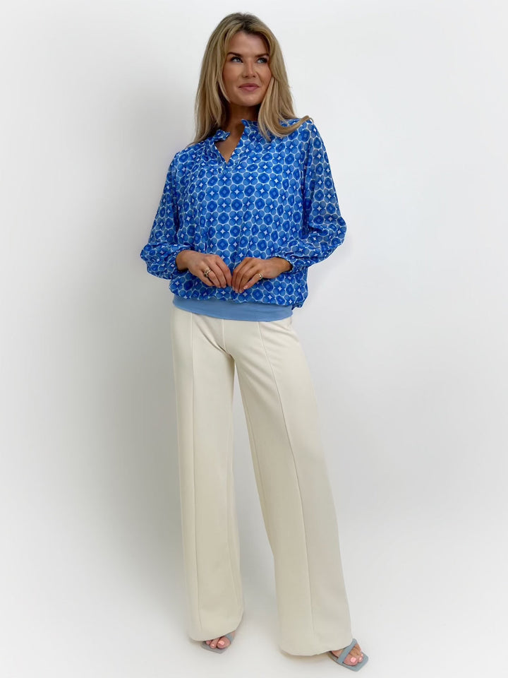 Kate & Pippa Bella Band Top In Light Blue Geo Print-Nicola Ross