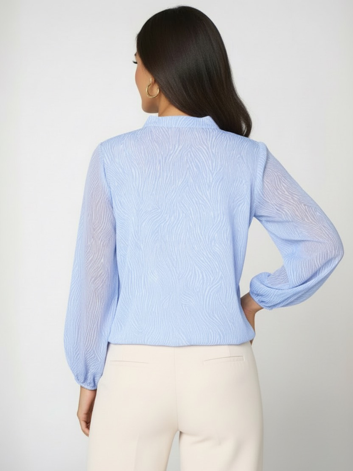 Kate & Pippa Bella Band Top In Light Blue Print-Nicola Ross