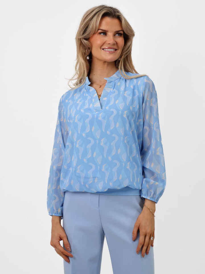 Kate & Pippa Bella Band Top In Light Blue Print-Nicola Ross