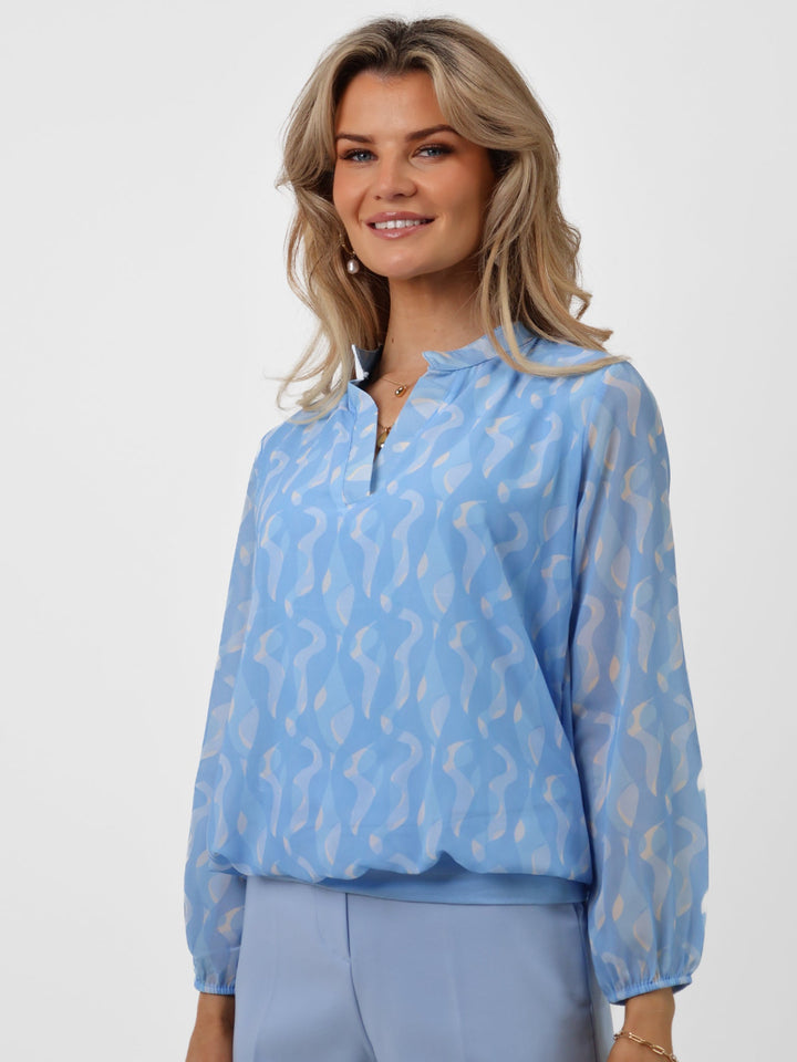 Kate & Pippa Bella Band Top In Light Blue Print-Nicola Ross