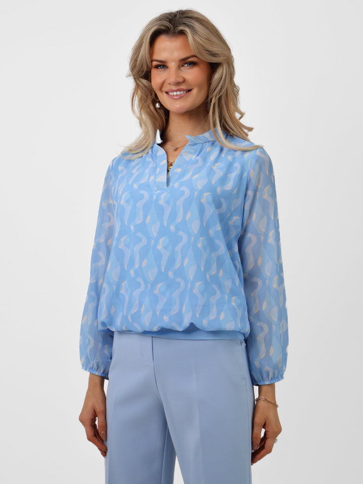 Kate & Pippa Bella Band Top In Light Blue Print-Nicola Ross