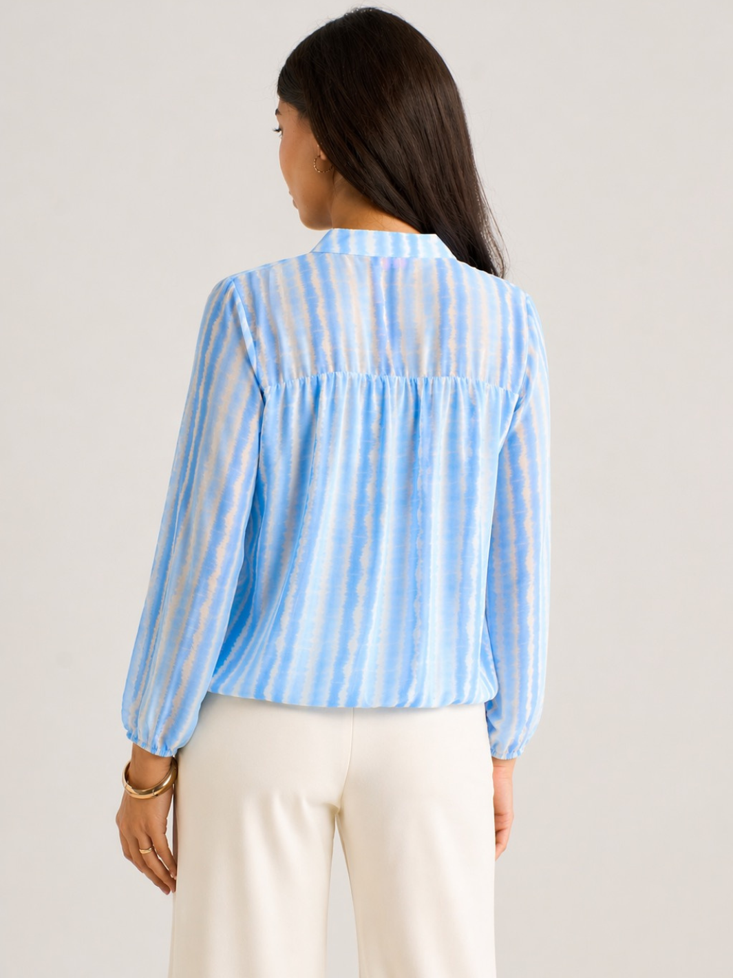Kate & Pippa Bella Band Top In Light Blue Wave Print-Nicola Ross