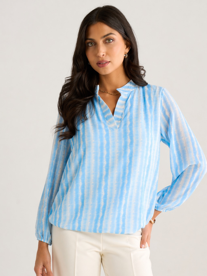Kate & Pippa Bella Band Top In Light Blue Wave Print-Nicola Ross